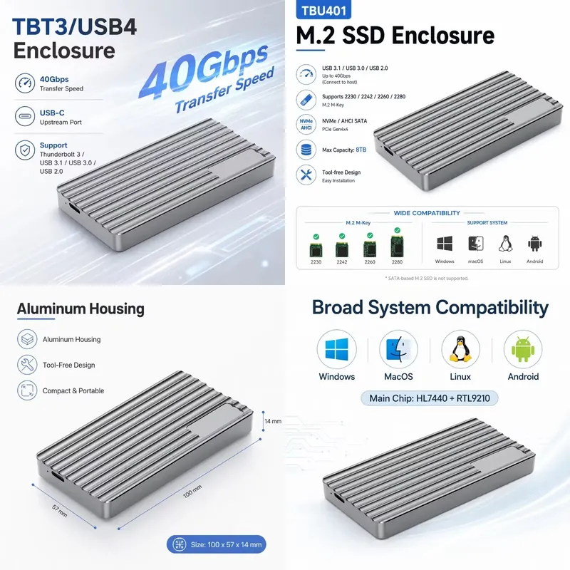 AP01 für Aluminium M.2 NVMe SS – Usb4 40Gbps External Ssd 8Tb Bewertung und Preis